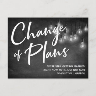 Change of Plans Edison Lights Postponed Wedding Postcard