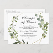 Change of Plans Elegant Eucalyptus Wedding Postcard (Front/Back)
