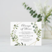Change of Plans Elegant Eucalyptus Wedding Postcard (Standing Front)