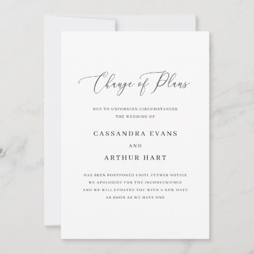 Change of Plans Elegant Simple Wedding Non Photo Save The Date