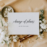 Change of Plans | Elegant Typography Postcard<br><div class="desc">These simple and minimal wedding reschedule or postponement cards feature black calligraphy that says "change of plans" on a white,  faux watercolor paper background. If you must change the date of your wedding,  this is a classy and simple way to do so.</div>