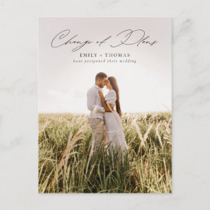 Change of Plans Full Photo Wedding Postponement Announcement Postcard