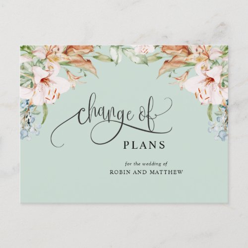Change of Plans Green Earthy Wedding Cancelled A Announcement Postcard