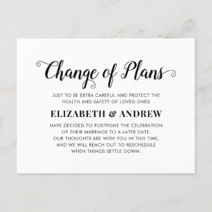 Change of Plans Minimalist Modern Calligraphy Announcement Postcard