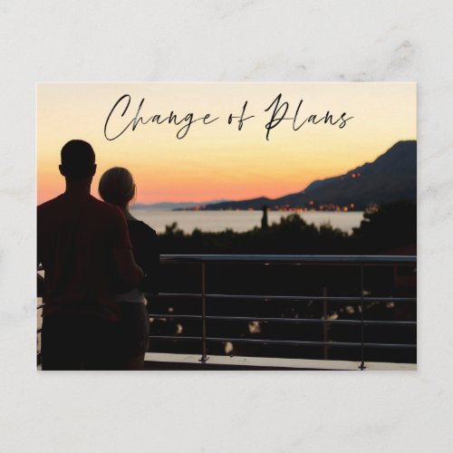 Change of Plans Ocean Wedding Change of Date Postcard