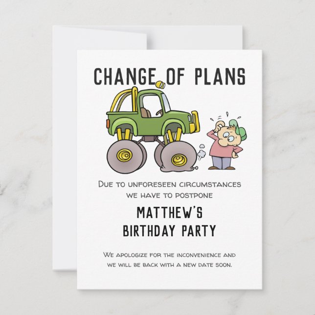 Change Of Plans Party Cancellation Postpone Humor (Front)
