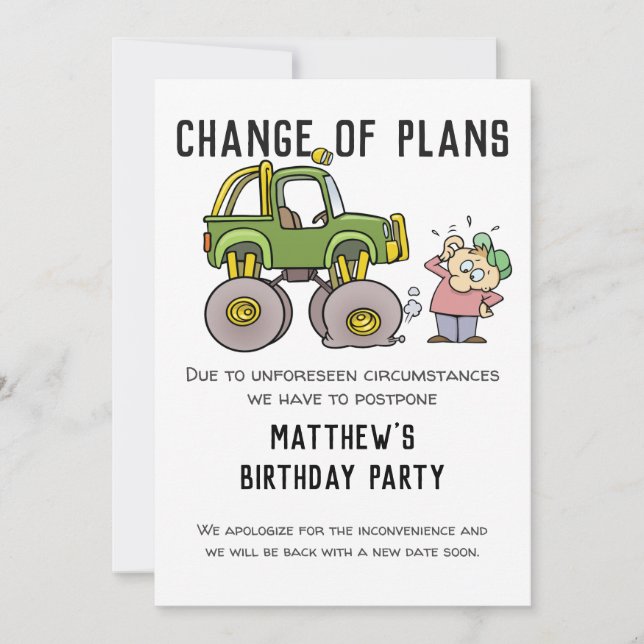 Change Of Plans Party Cancellation Postpone Humor Announcement (Front)
