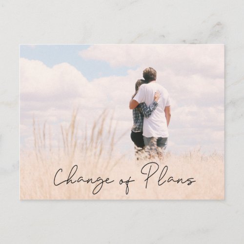 Change of Plans Photo Wedding Date Announcement Postcard