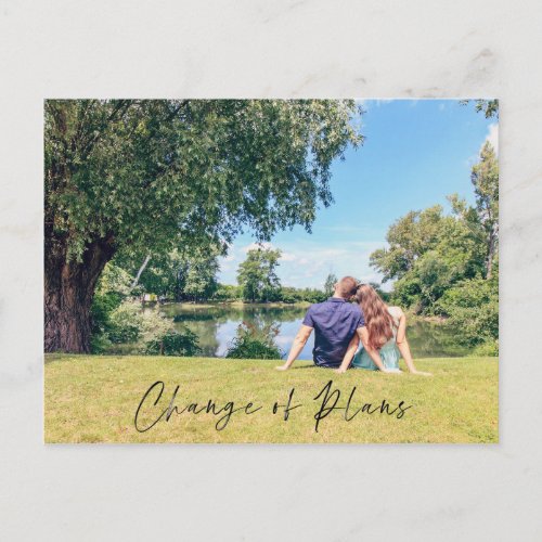 Change of Plans Photo Wedding Date Announcement Postcard