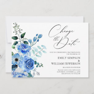 Change Of Plans Postponed Dusty Blue Foliage Invitation