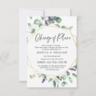 Change Of Plans Postponed Eucalyptus Lavender Invitation