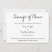 "Change of Plans" Postponed Wedding Announcement (Front)