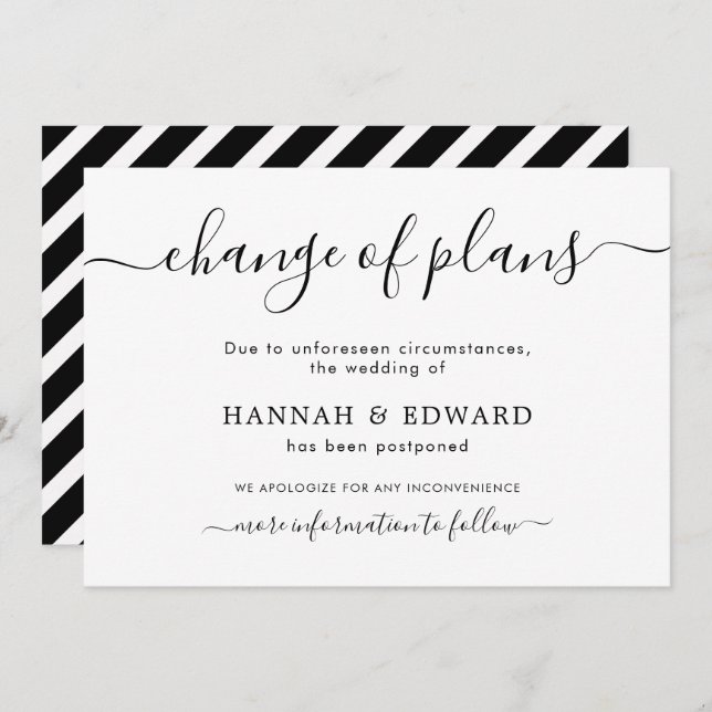 Change of Plans | Postponed Wedding Announcement (Front/Back)