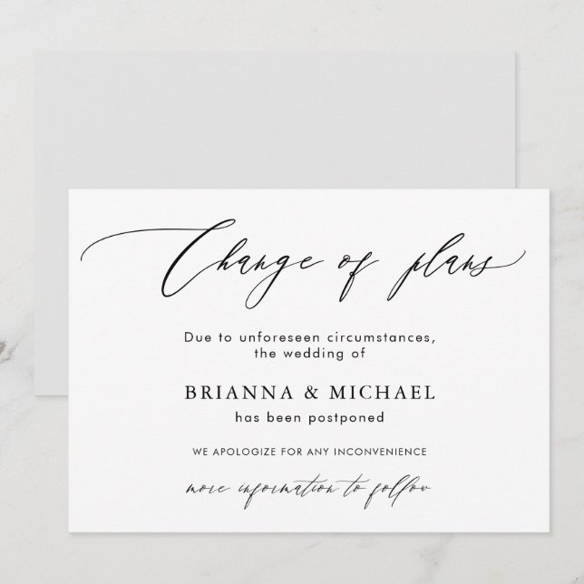 Change of Plans | Postponed Wedding Announcement (Front/Back)