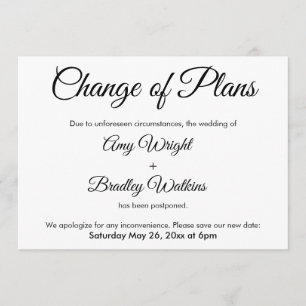 Change of Plans Postponed Wedding Announcement
