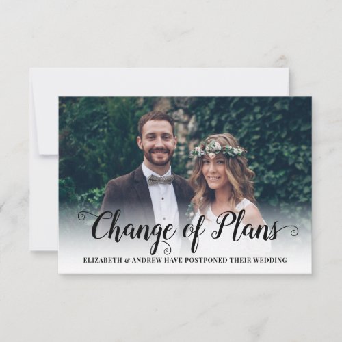 Change of Plans Postponed Wedding Modern Photo Announcement