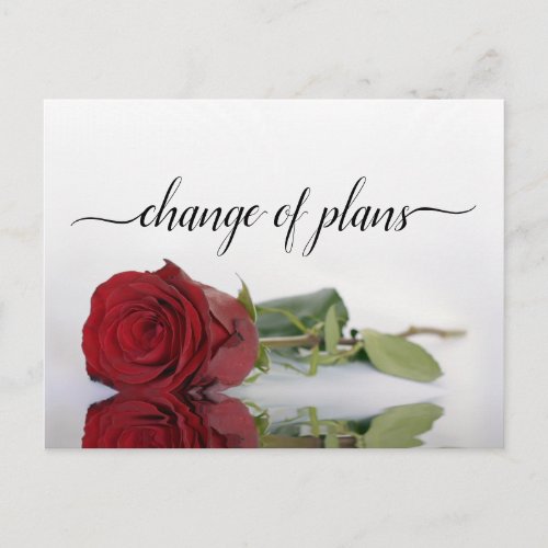 Change of Plans Red Rose Wedding Postponed Announcement Postcard