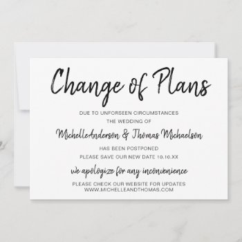 Change Of Plans Simple Black And White Save The Date by MaggieMart at Zazzle