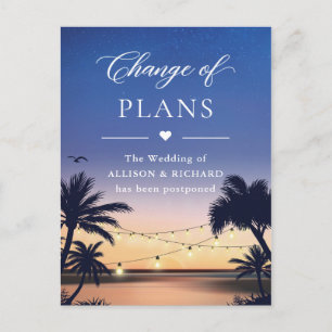 Change of Plans Summer Palm Beach String Lights Postcard