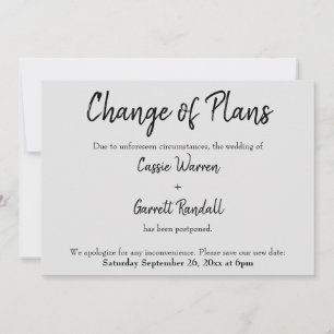 "Change of Plans" Wedding Black on Gray Card