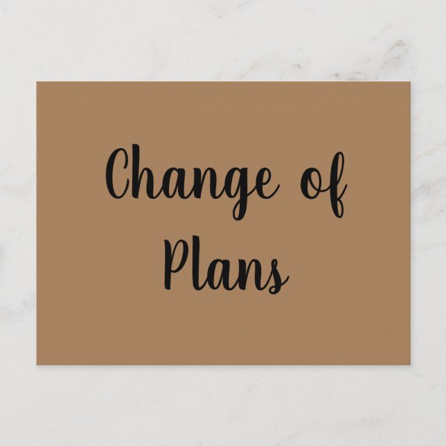 Change of plans wedding cancellation postponement  postcard (Front)