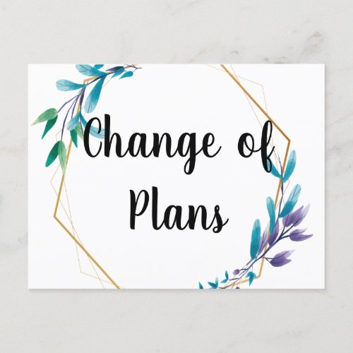 Change of plans wedding cancellation postponement  postcard