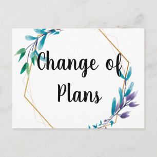 Change of plans wedding cancellation postponement postcard