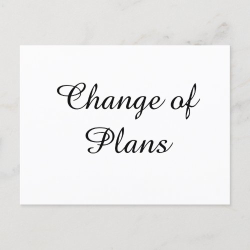 Change of plans wedding cancellation postponement  postcard