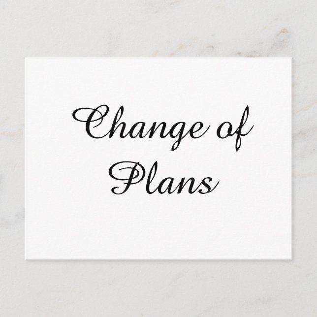 Change of plans wedding cancellation postponement  postcard (Front)