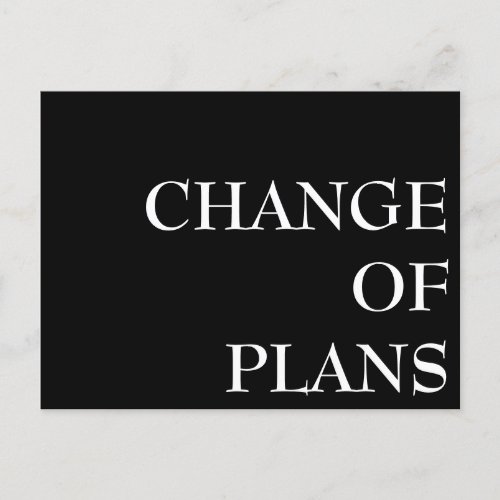 Change of plans wedding cancellation postponement  postcard