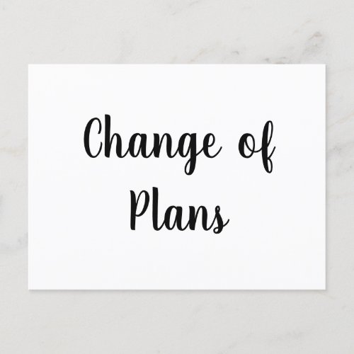 Change of plans wedding cancellation postponement  postcard