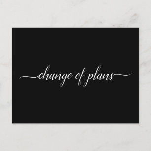 Change of Plans Wedding Cancelled Postponed Black Announcement Postcard