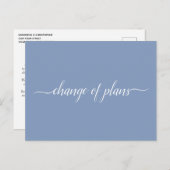Change of Plans Wedding Cancelled Postponed Blue Announcement Postcard (Front/Back)