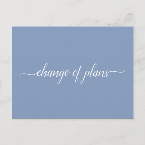 Change of Plans Wedding Cancelled Postponed Blue Announcement Postcard