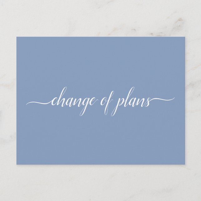 Change of Plans Wedding Cancelled Postponed Blue Announcement Postcard (Front)