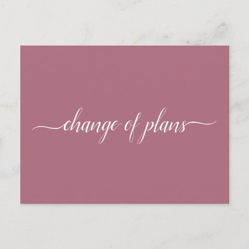 Change of Plans Wedding Cancelled Postponed Rose Announcement Postcard