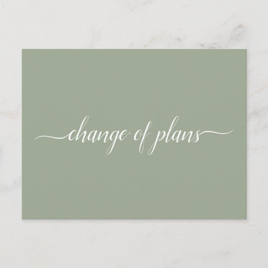 Change of Plans Wedding Cancelled Postponed Sage Announcement Postcard