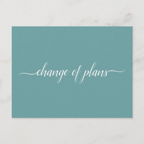 Change of Plans Wedding Cancelled Postponed Teal Announcement Postcard