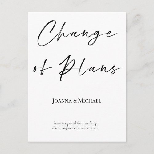 Change of Plans Wedding Date Announcement Postcard