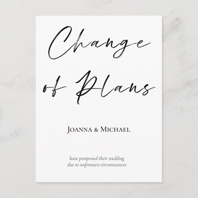 Change of Plans Wedding Date Announcement Postcard (Front)
