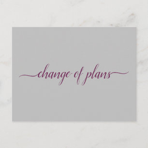 Change of Plans Wedding Postponed Cassis & Gray Announcement Postcard