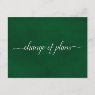 Change of Plans Wedding Postponed Emerald Green Announcement Postcard