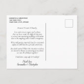 Change of Plans Wedding Postponed Gold on Navy Announcement Postcard (Back)
