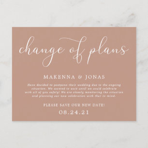 Change of Plans Wedding Postponement Announcement Postcard