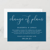 Change of Plans Wedding Postponement Announcement Postcard (Front/Back)