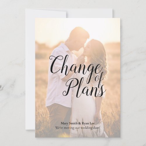 Change of Plans Wedding Postponement Calligraphy Invitation