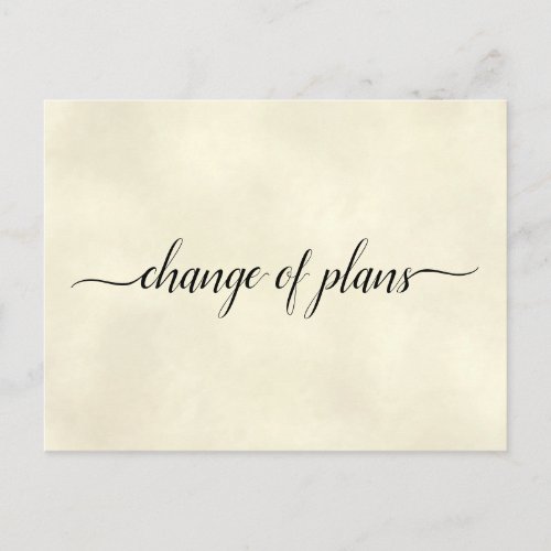 Change of Plans Wedding Postponement Ivory Announcement Postcard