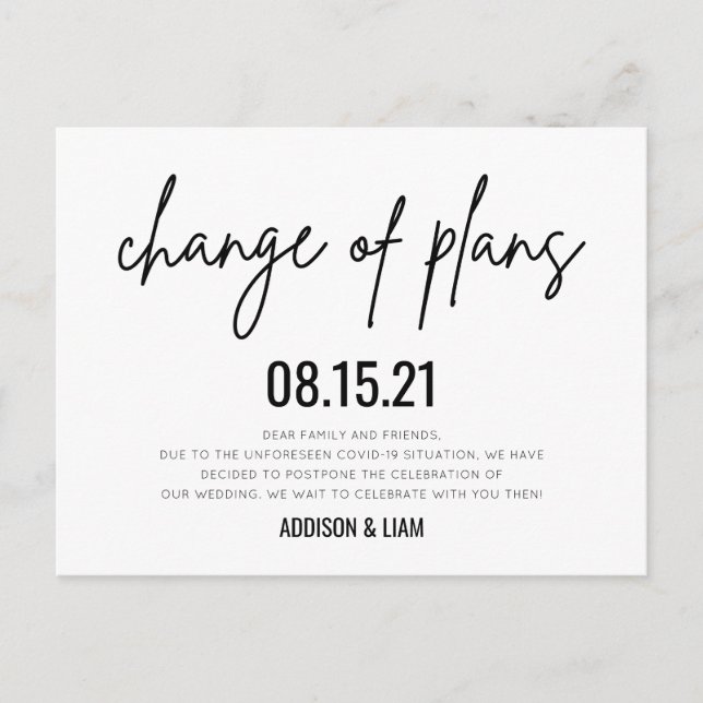 Change of Plans Wedding Save the Date Announcement Postcard (Front)