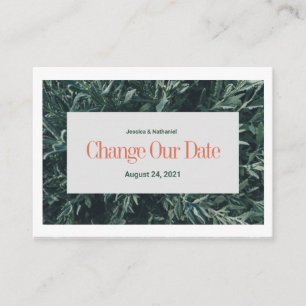 Change Our Date PostCard in Terracotta and Green