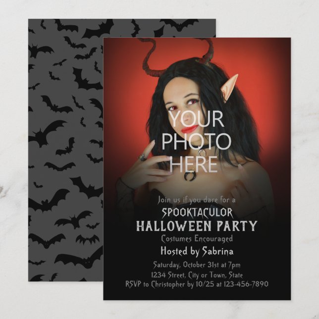 Change Photo Image Halloween Costume Party Invitation (Front/Back)